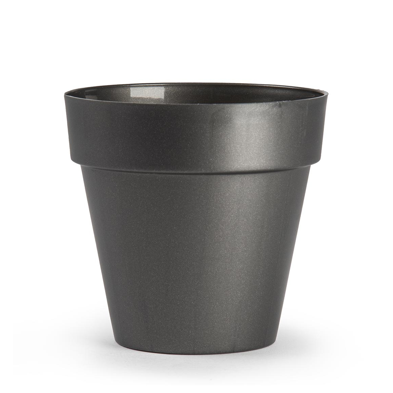 Macetero clasico rendondo de plastico 16 cm Negro