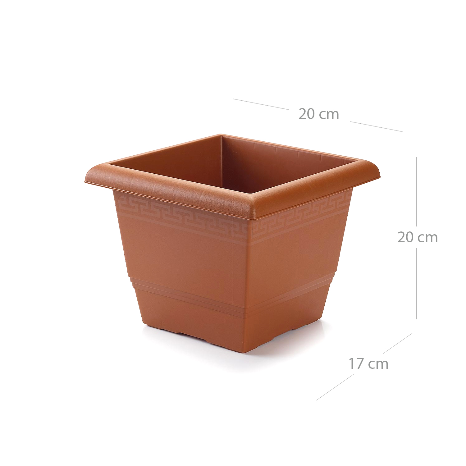 Macetero cuadrado de plastico 20 cm Marron