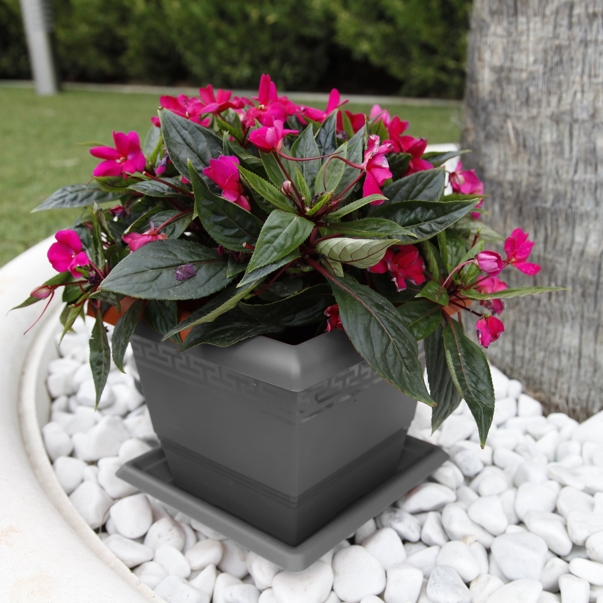 Macetero cuadrado de plastico 25 cm Negro