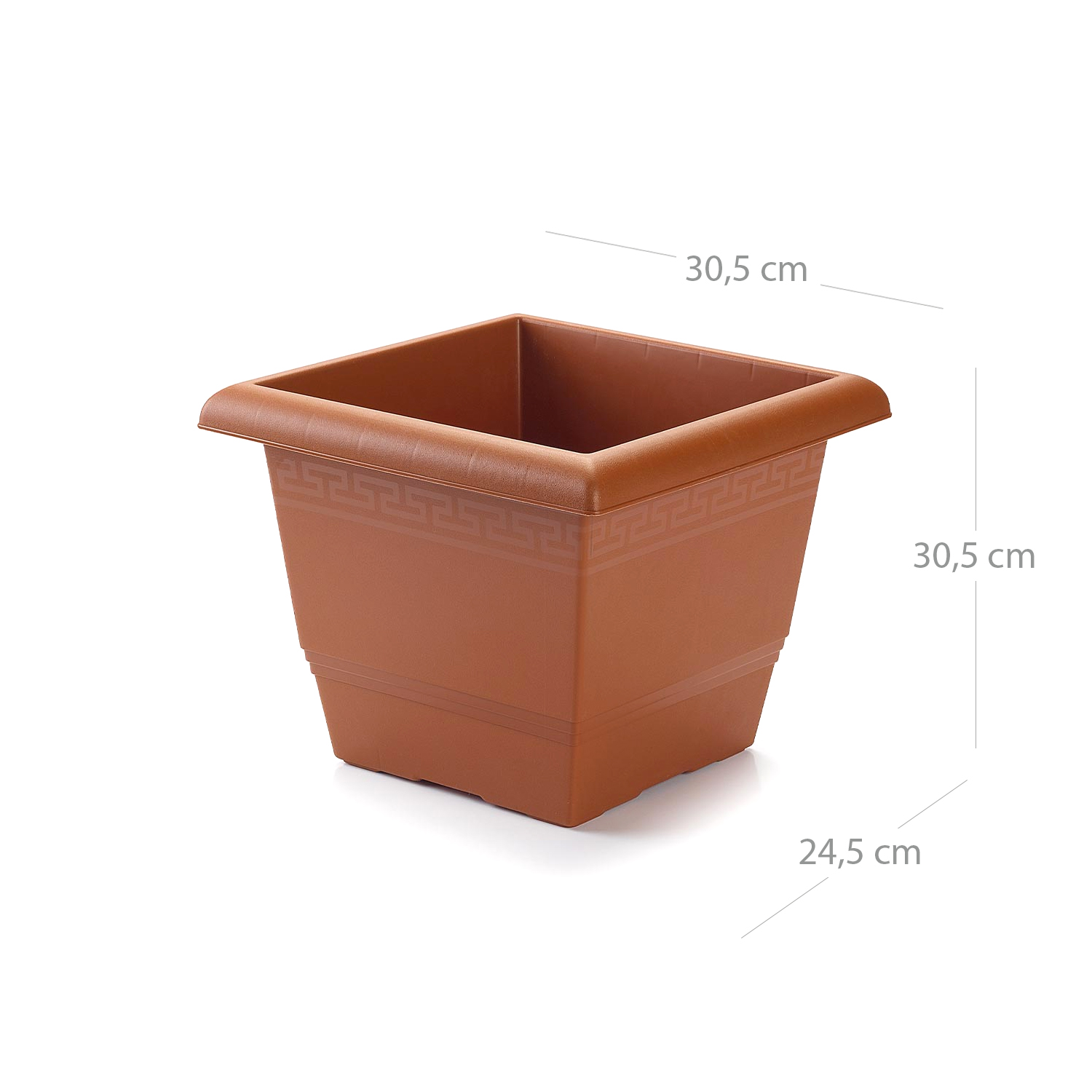 Macetero cuadrado de plastico 30 cm Marron