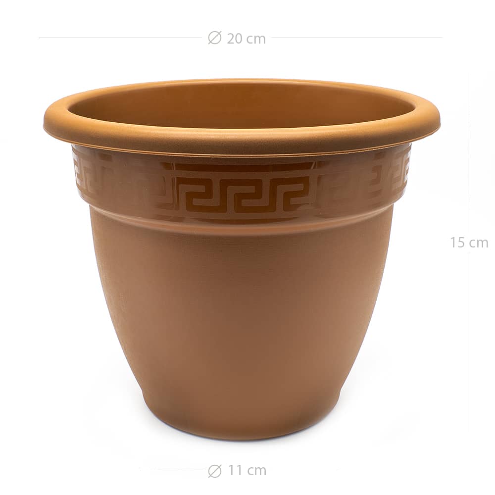 Macetero redondo de plastico 20 cm Marron