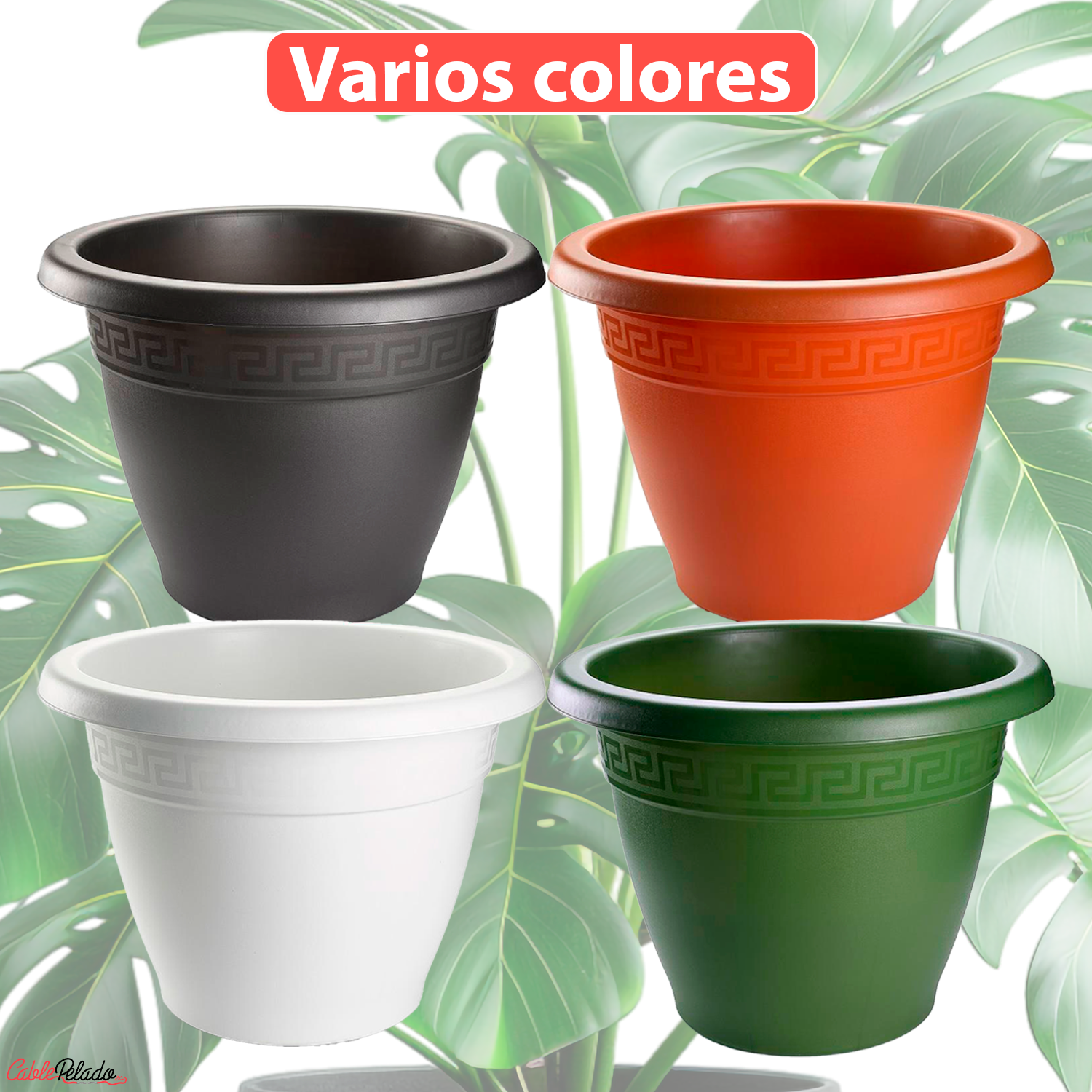 Macetero redondo de plastico 22 cm Blanco