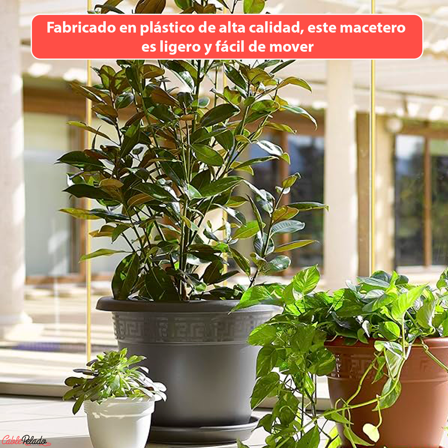 Macetero redondo de plastico 22 cm Blanco