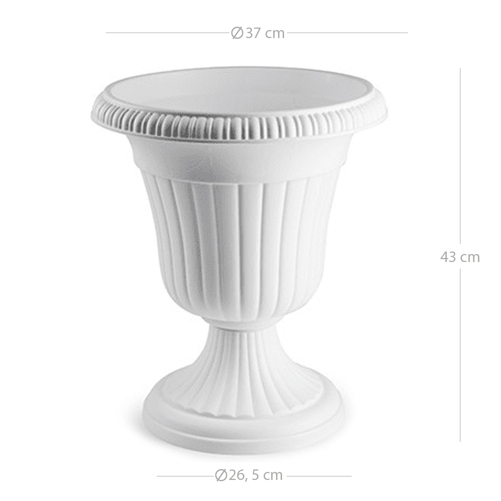 Macetero rendondo copa de plastico 38 cm Blanco