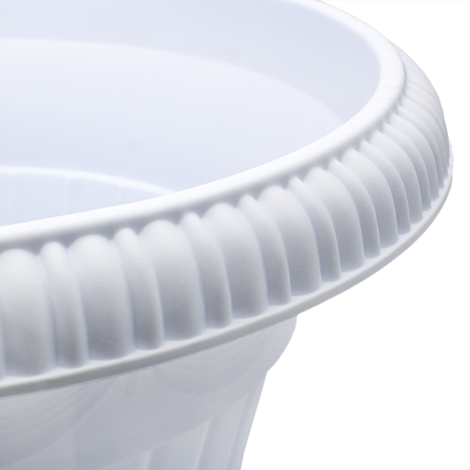 Macetero rendondo copa de plastico 38 cm Blanco
