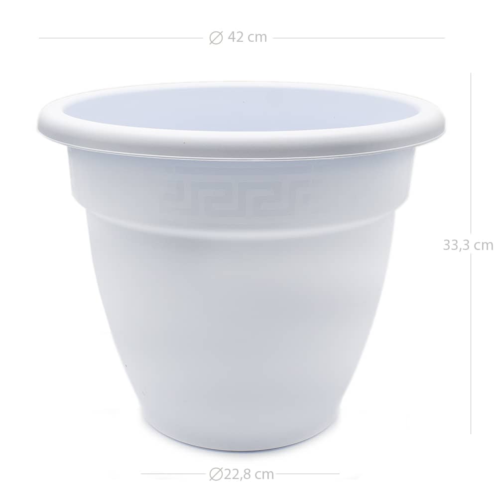 Macetero rendondo de plastico 40 cm Blanco