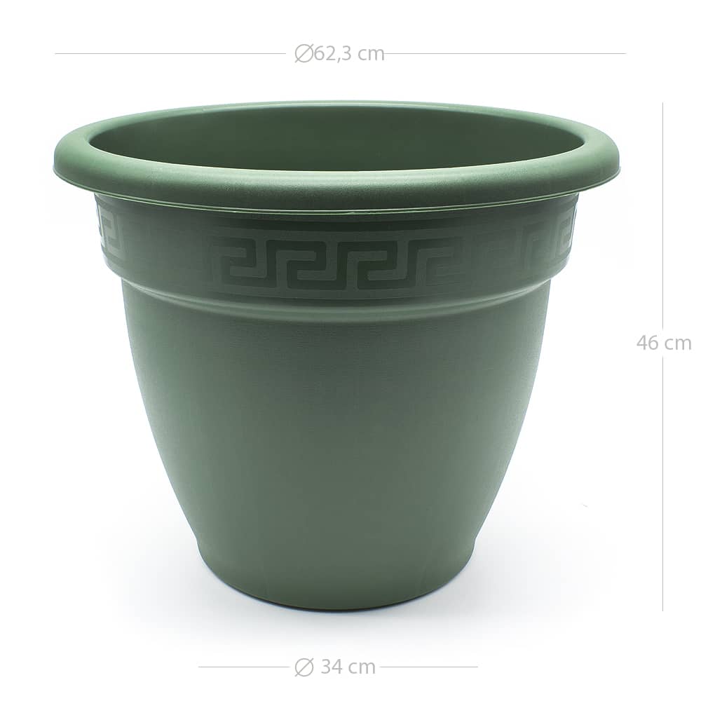 Macetero rendondo de plastico 60 cm Verde