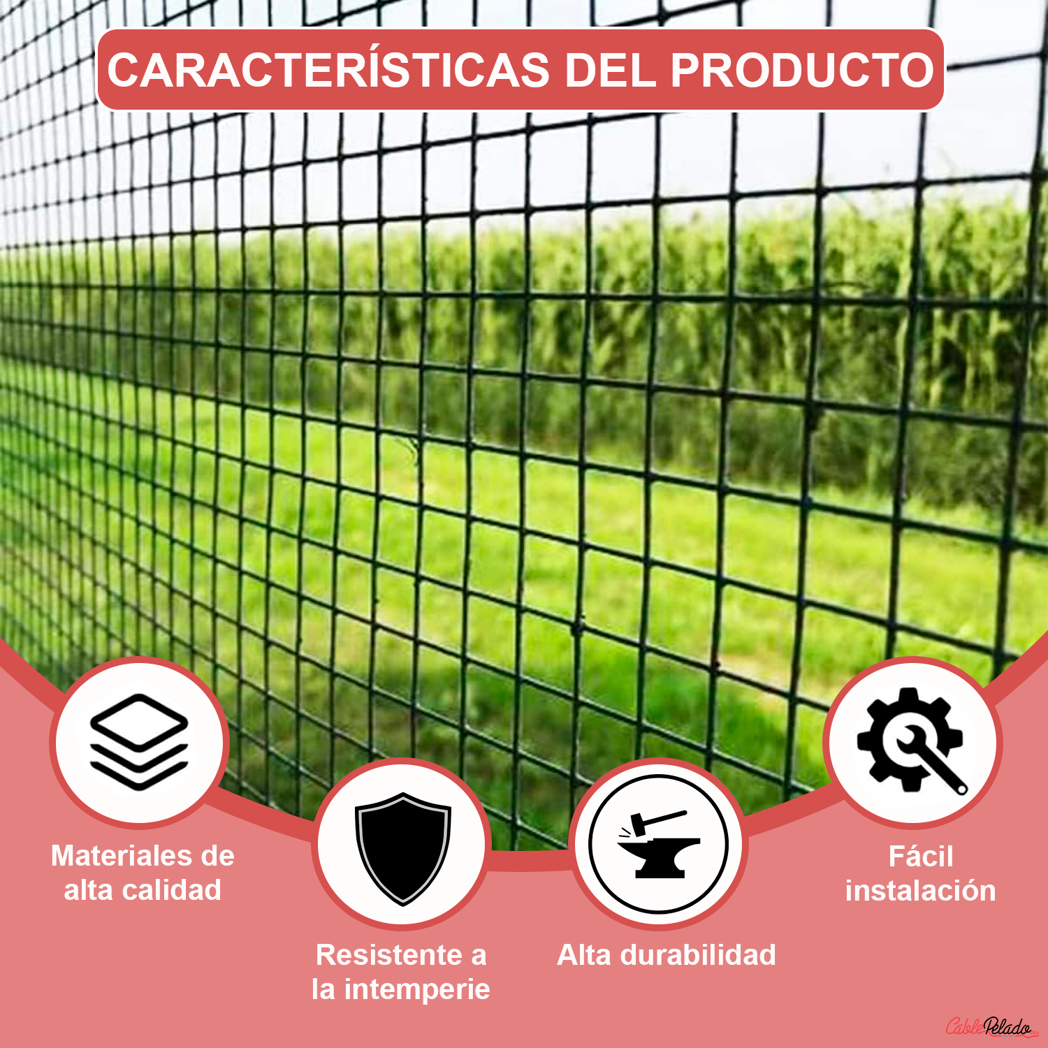 Malla Metálica Plastificada 1x10 Metros  Verde