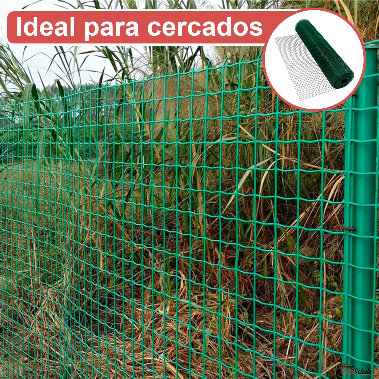 Malla Metálica Plastificada 1x10 Metros  Verde