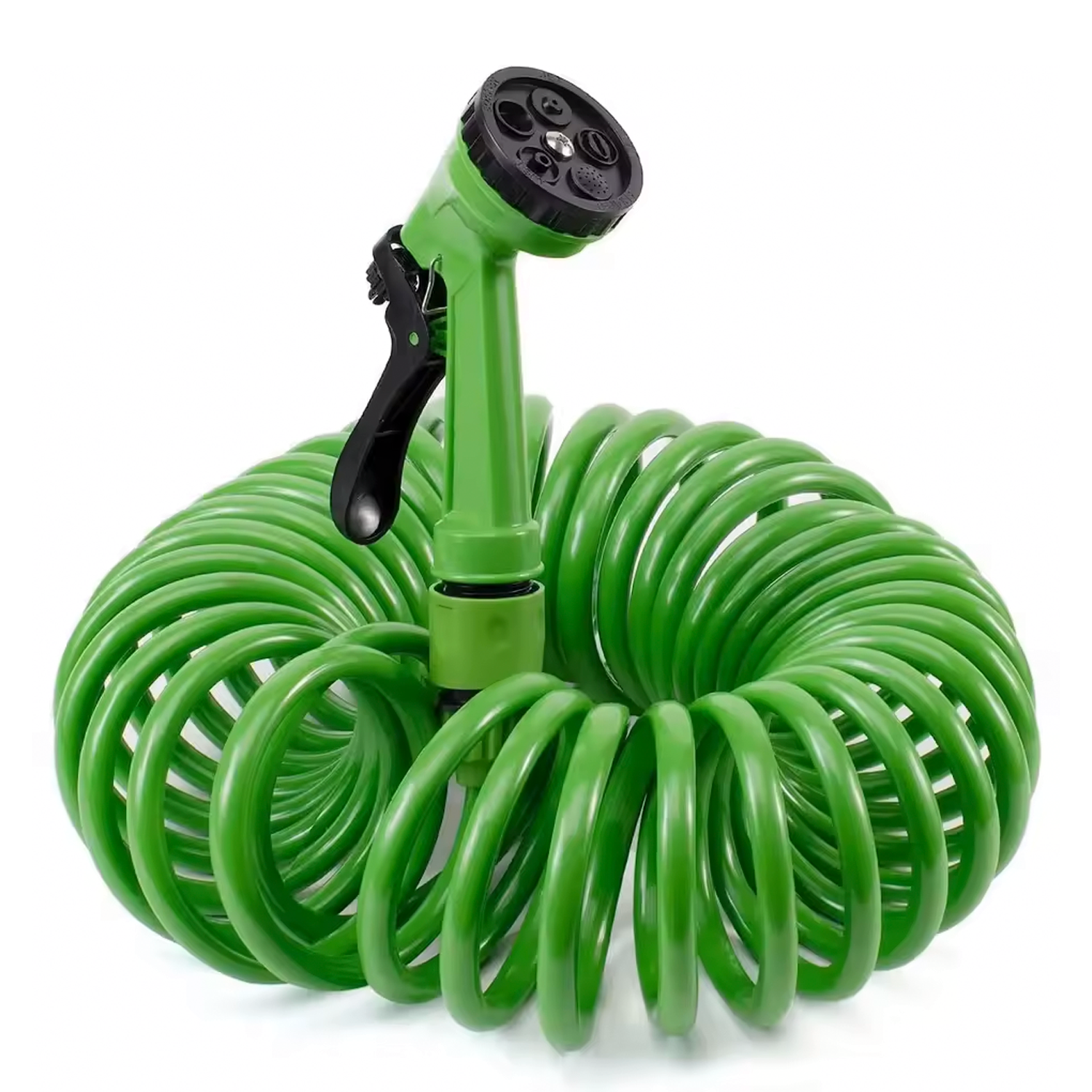 Manguera En Espiral Extensible Hasta 15 Metros Incluye Pistola  Verde