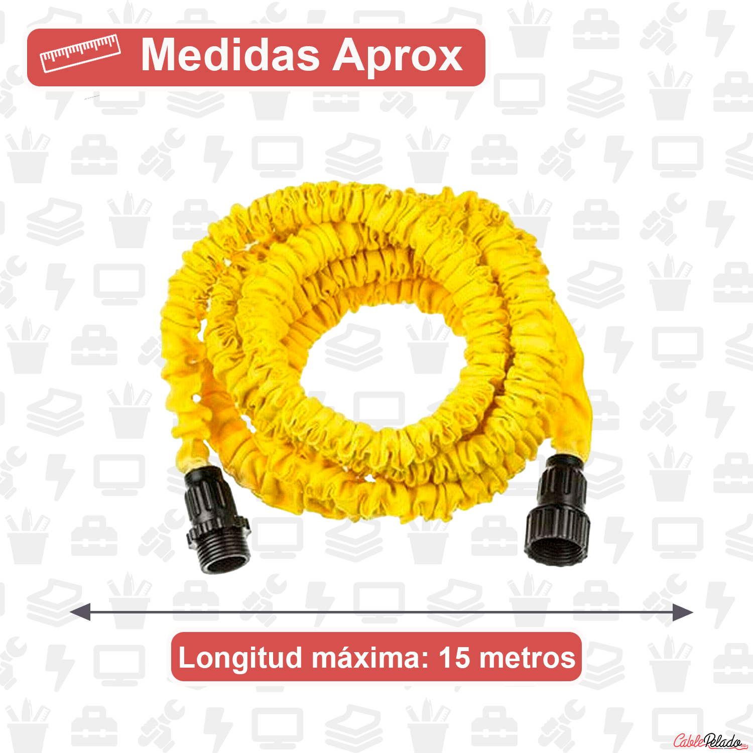 Manguera Jardín Extensible Hasta 15 Metros Incluye Pistola  Amarillo
