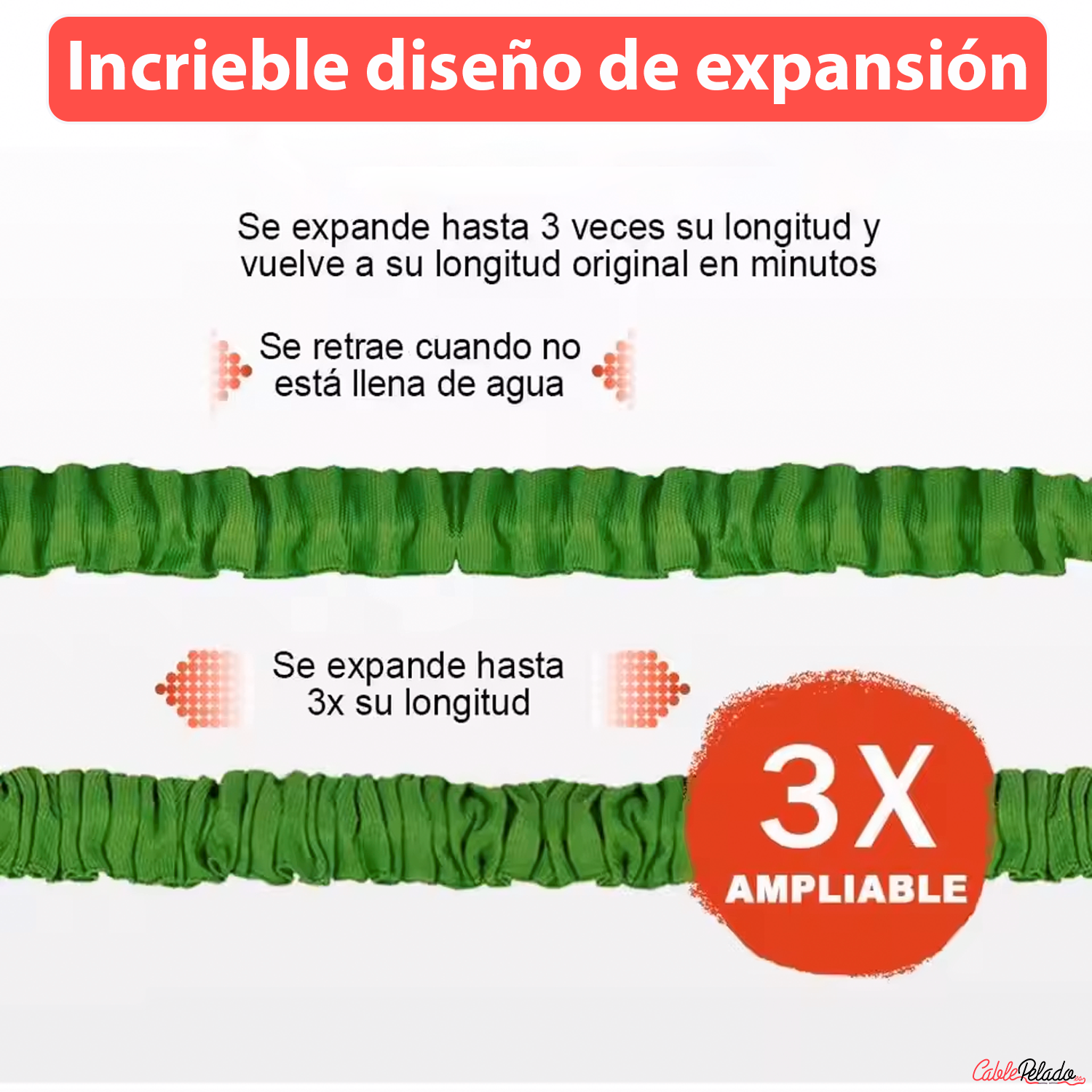 Manguera Jardin Extensible Hasta 7.50 Metros Incluye Pistola 7.5 M Verde