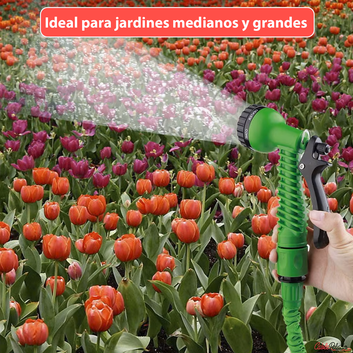 Manguera Jardin Extensible Hasta 7.50 Metros Incluye Pistola 7.5 M Verde