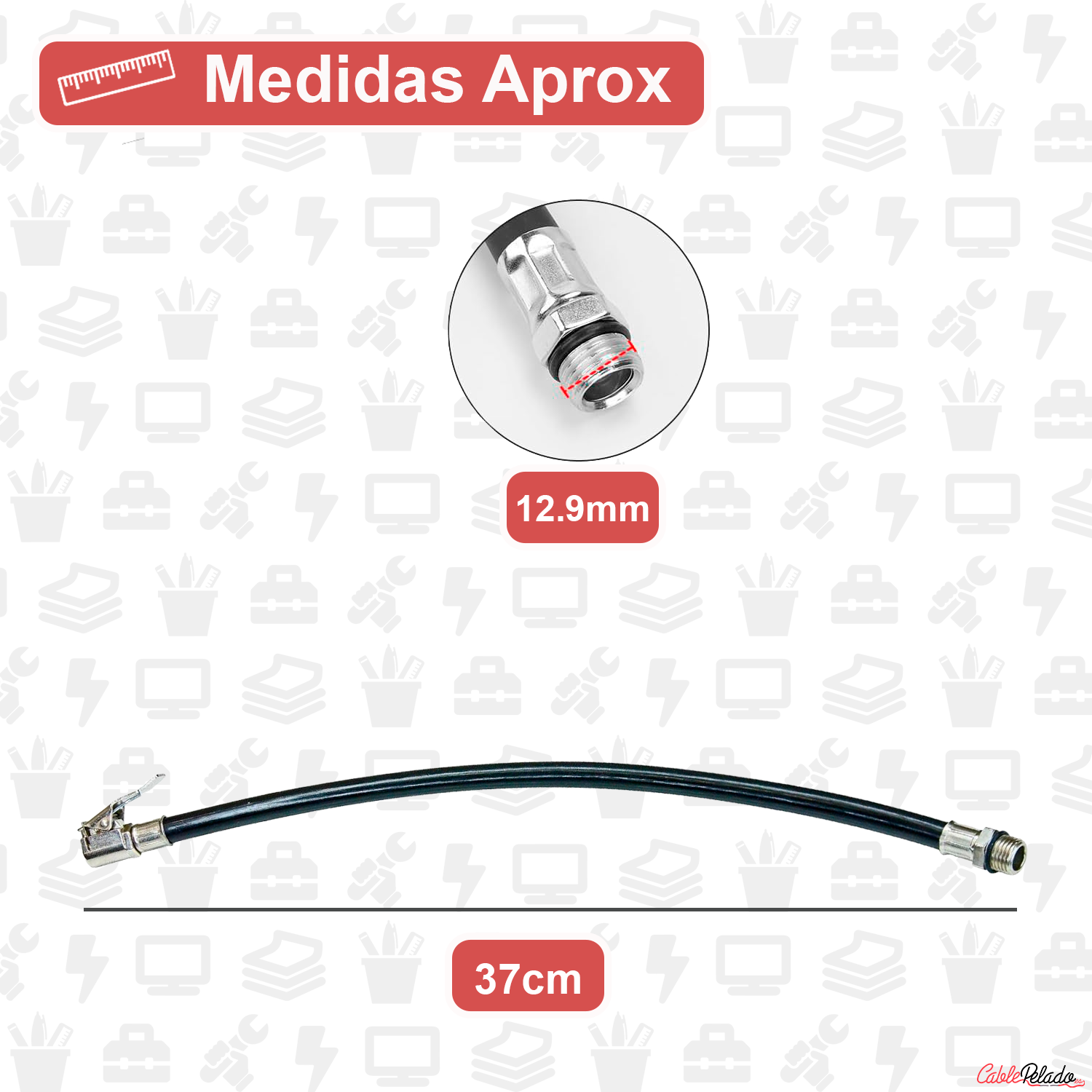 Manguera Para Inflador De Neumático De Coche 16.3 Pulgadas  Negro