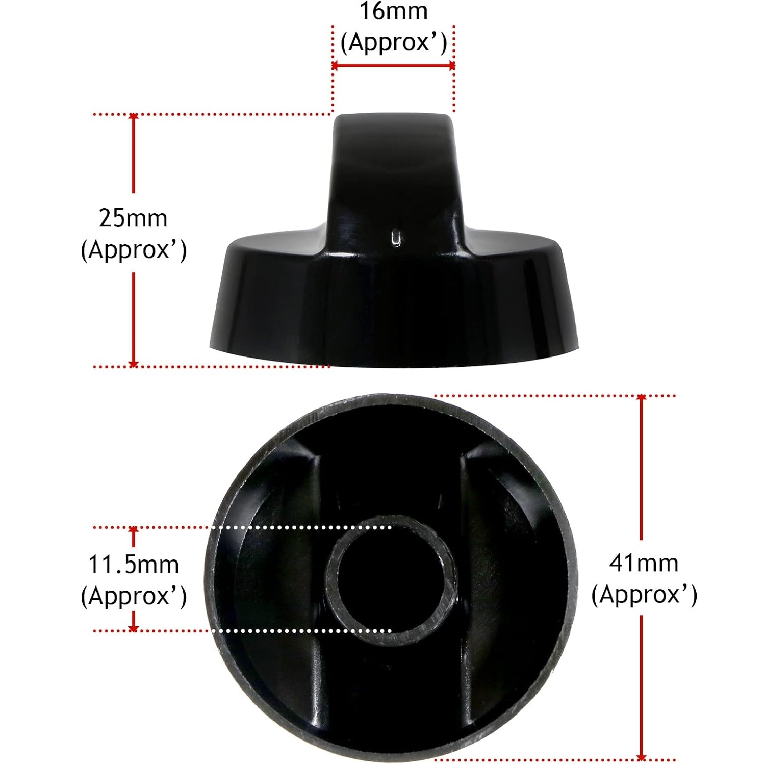 Manija perillas mando Universal para Horno (4 uds)  Negro