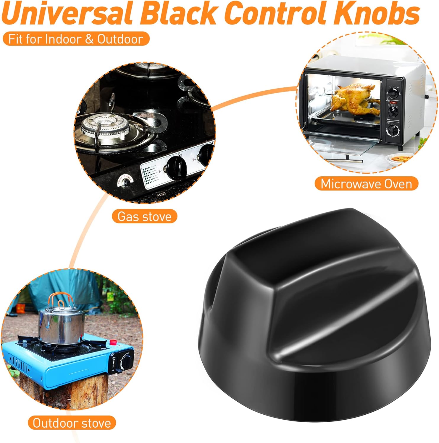 Manija perillas mando Universal para Horno (4 uds)  Negro