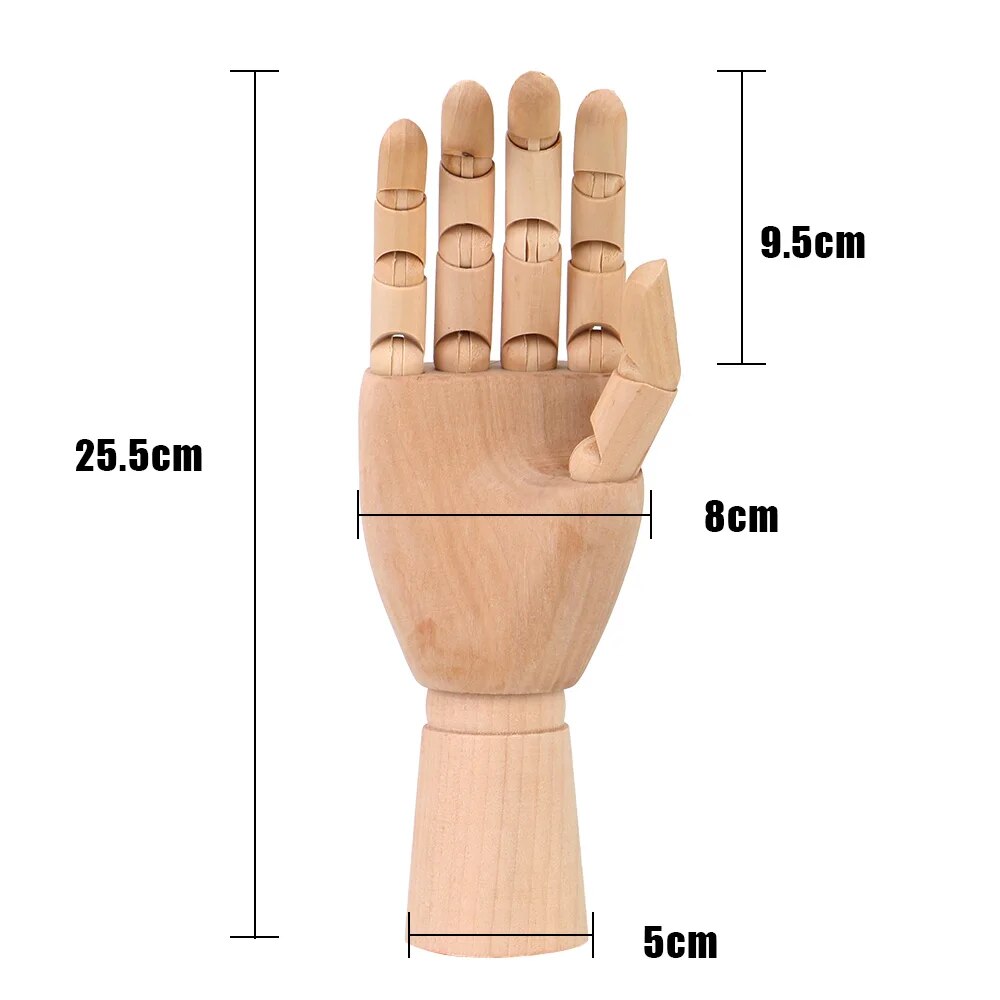 Mano articulada derecha maniqui madera 25 cm