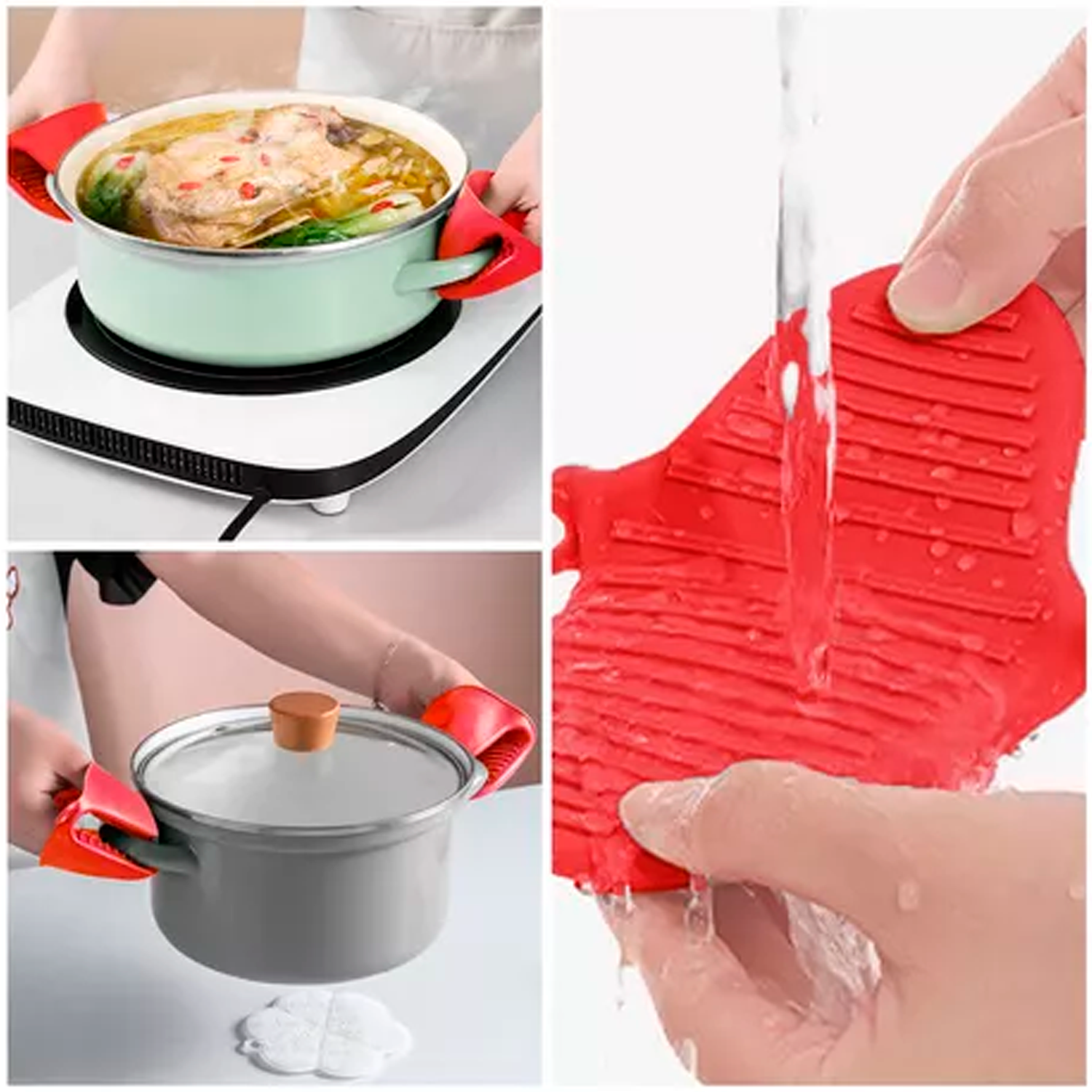 Manoplas Guantes Silicona Para Horno  Rojo