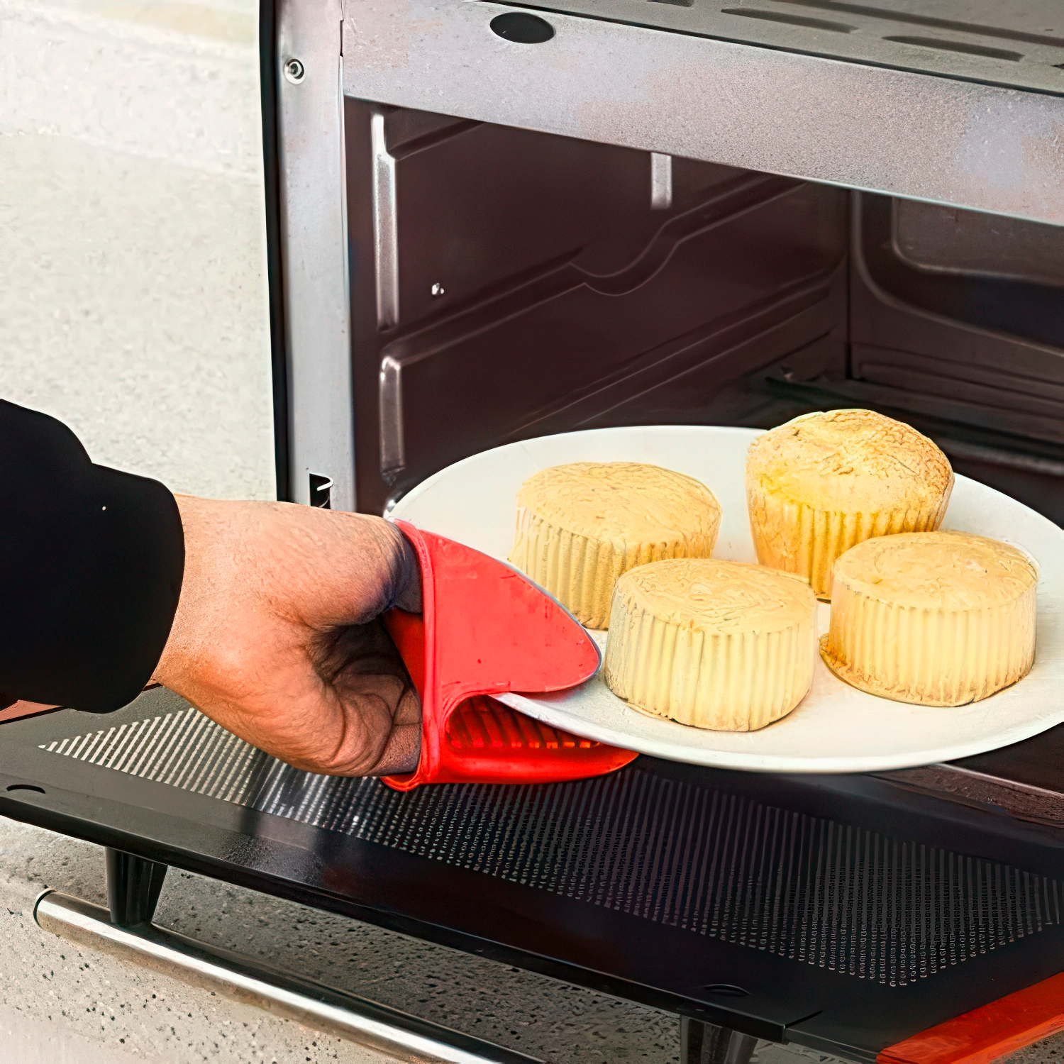 Manoplas Guantes Silicona Para Horno  Rojo