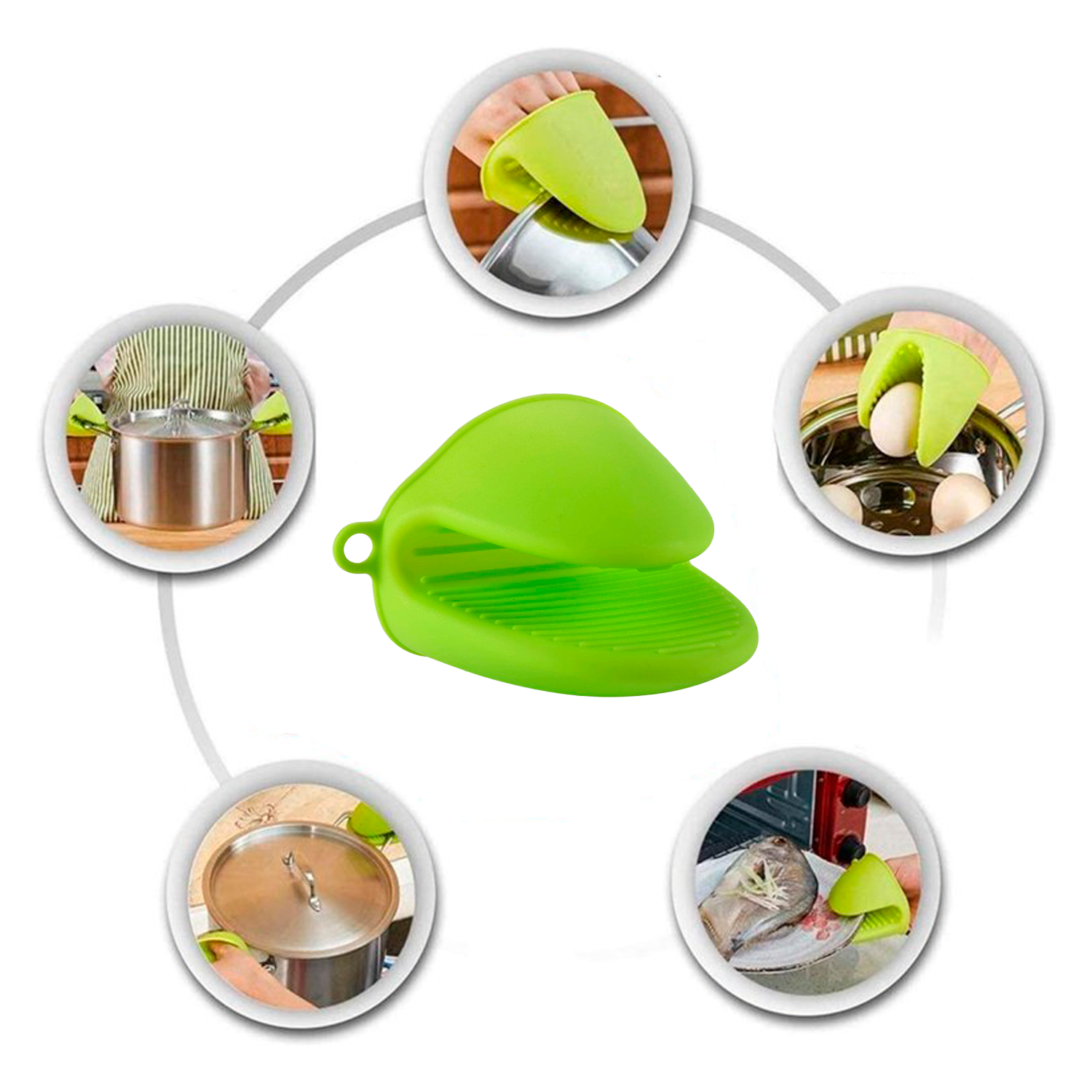 Manoplas Guantes Silicona Para Horno  Verde