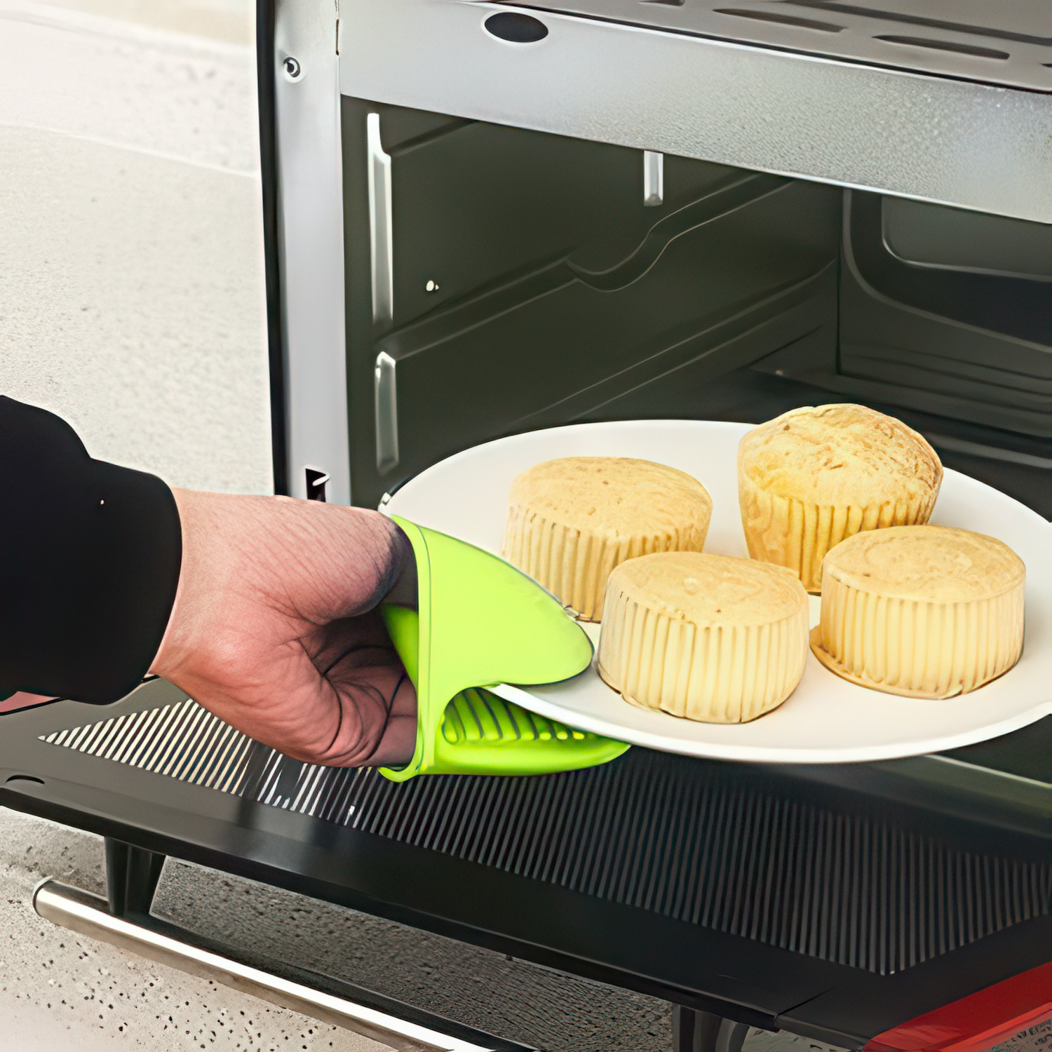 Manoplas Guantes Silicona Para Horno  Verde