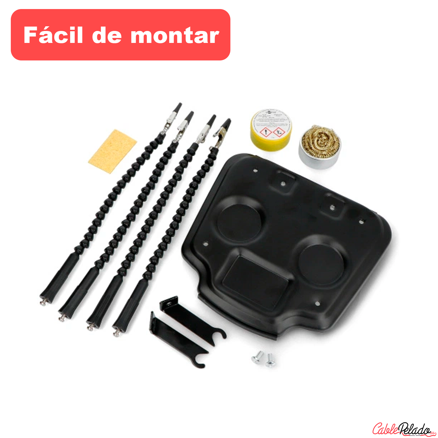 Manos de ayuda para soldar con 4 brazos flexibles de cuello de cisne y pinzas de cocodrilo  Negro