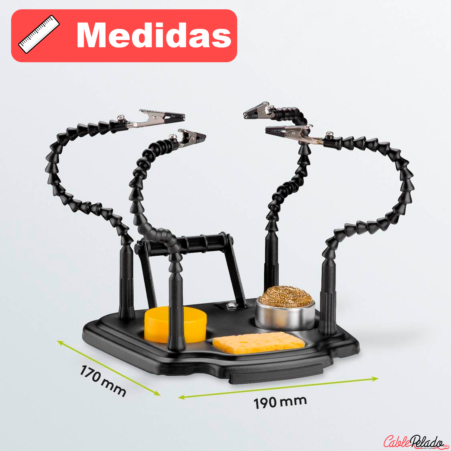 Manos de ayuda para soldar con 4 brazos flexibles de cuello de cisne y pinzas de cocodrilo  Negro