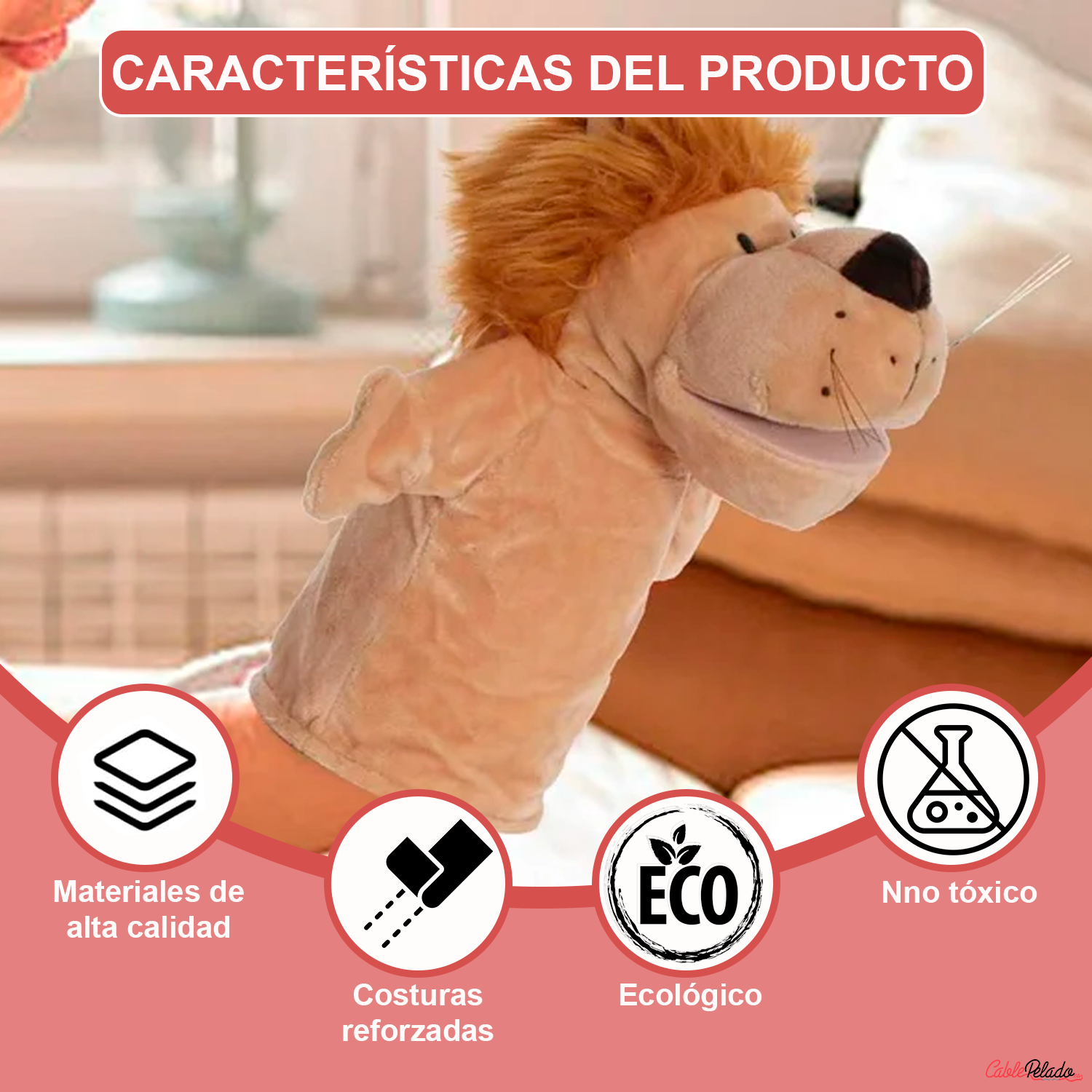 Marioneta Mano Peluche De Leon Tipo 2  Beige