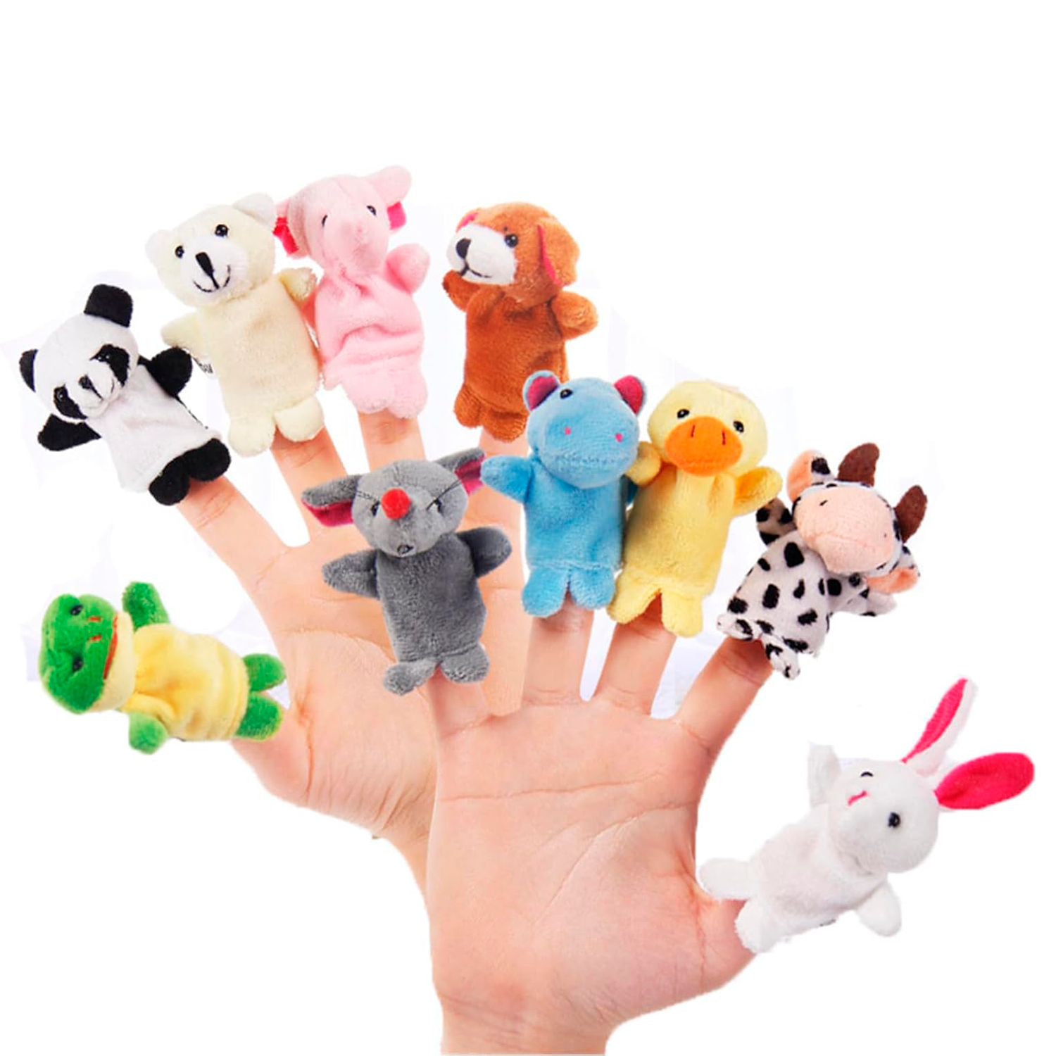 Marionetas Dedos Peluche Animales 10 Unidades  Multicolor