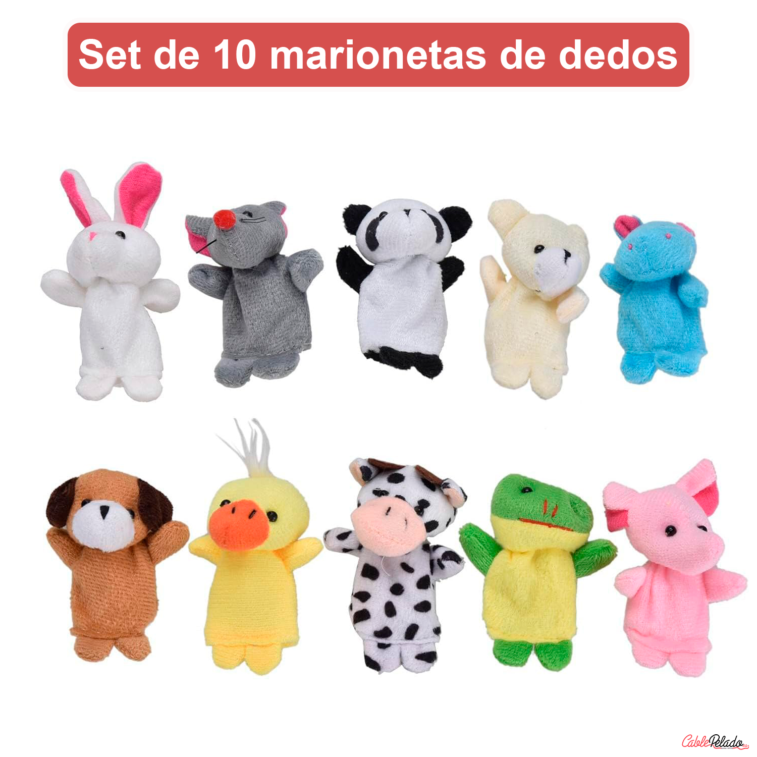 Marionetas Dedos Peluche Animales 10 Unidades  Multicolor