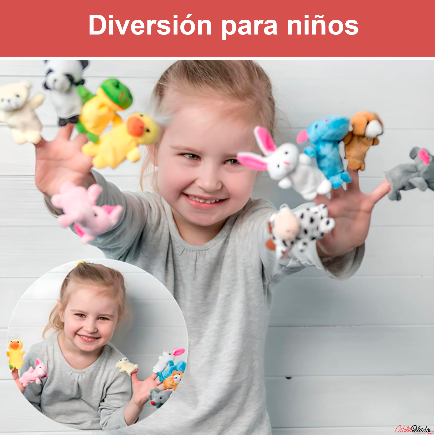 Marionetas Dedos Peluche Animales 10 Unidades  Multicolor