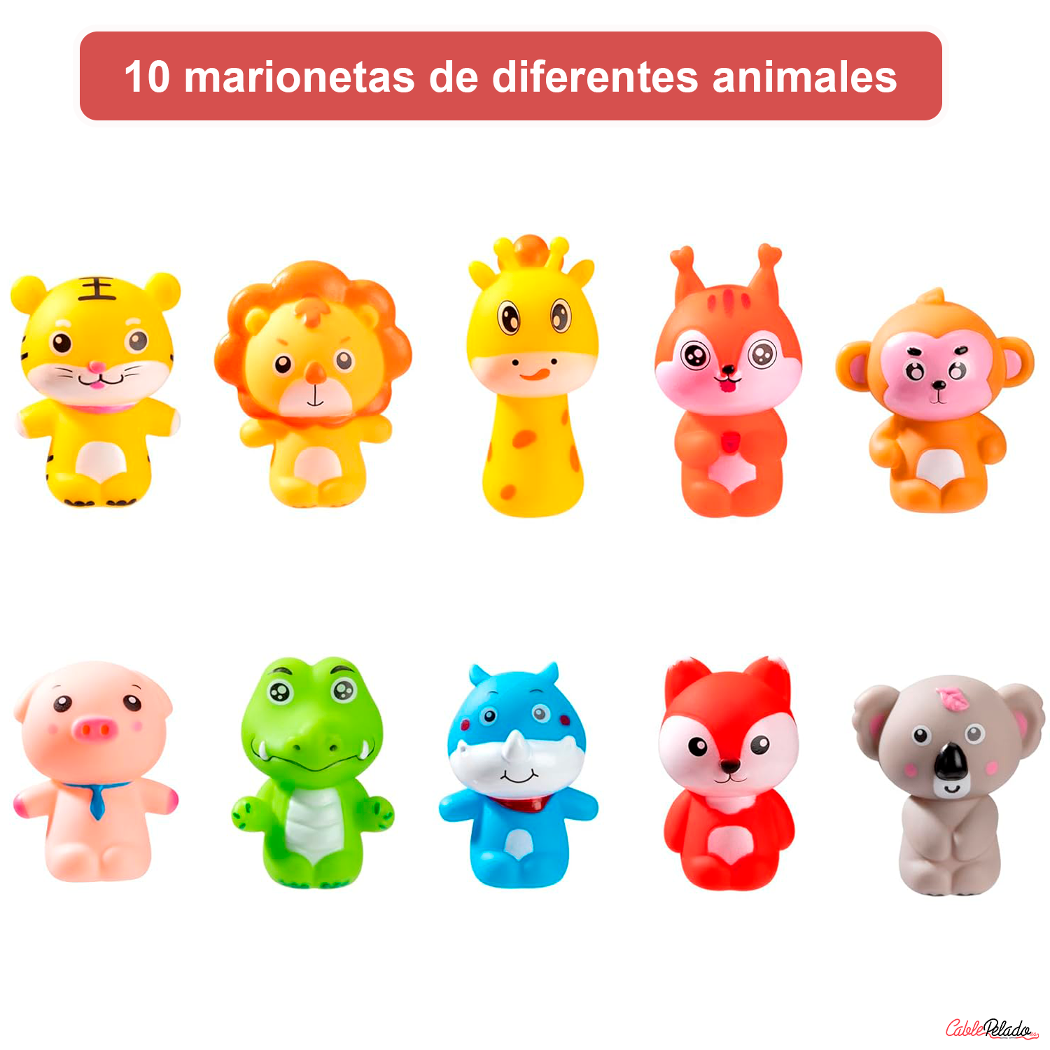 Marionetas Dedos Peluche Animales 10 Unidades