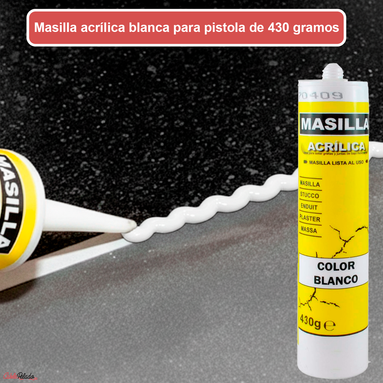 Masilla Acrílica Blanca Para Pistola 430 gr Blanco