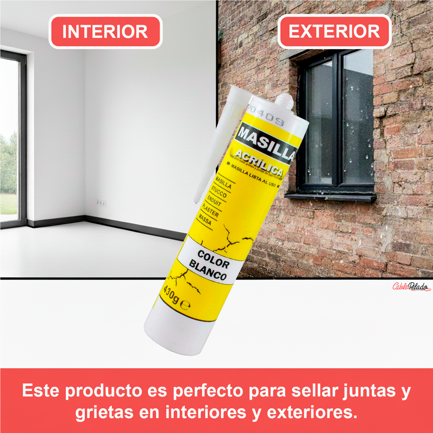 Masilla Acrílica Blanca Para Pistola 430 gr Blanco