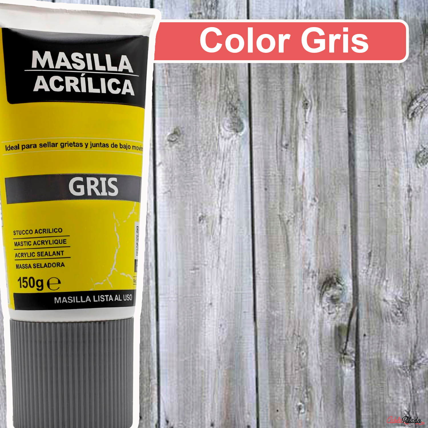Masilla Acrílica Gris En Tubo 150 gr