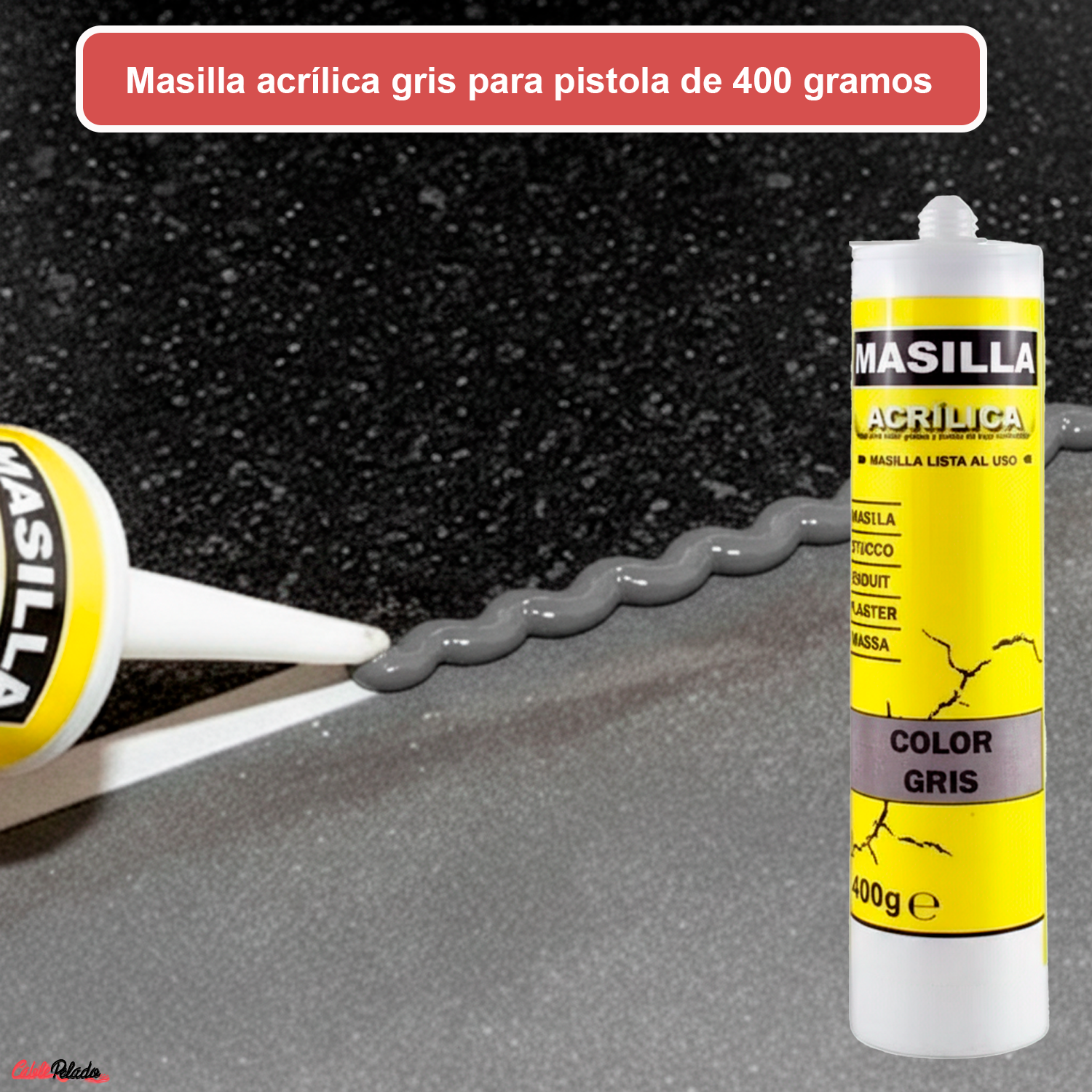 Masilla Acrílica Gris Para Pistola 400 Gramos  Gris