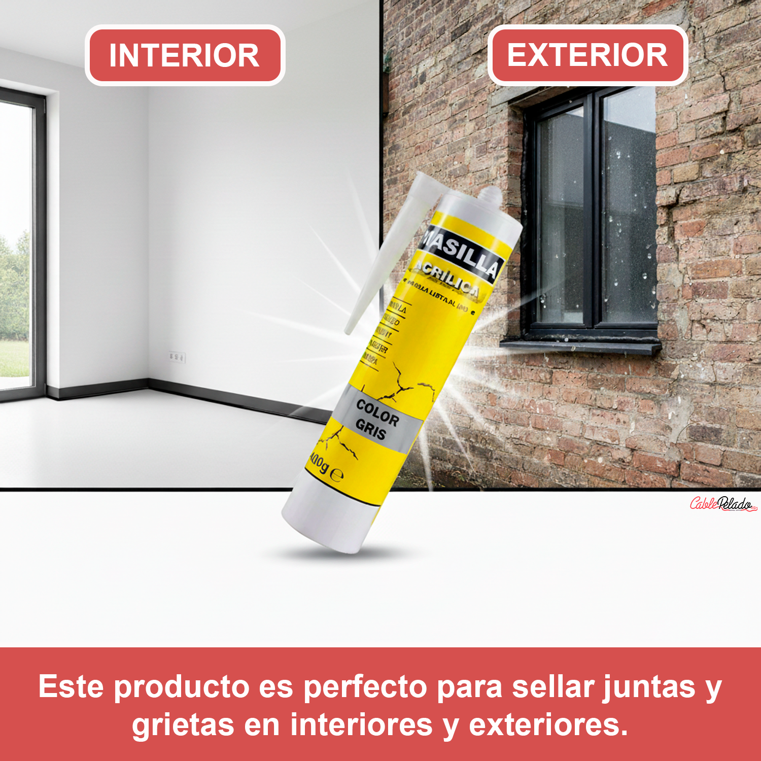 Masilla Acrílica Gris Para Pistola 400 Gramos  Gris