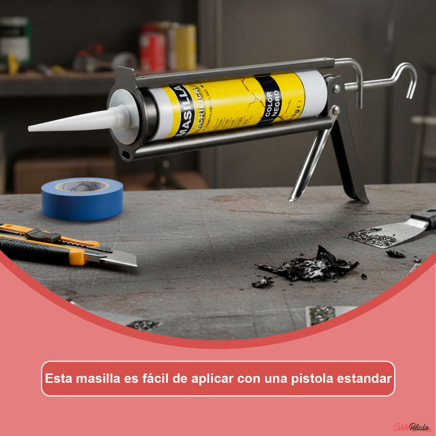 Masilla Acrílica Negra Para Pistola 400 Gramos  Negro