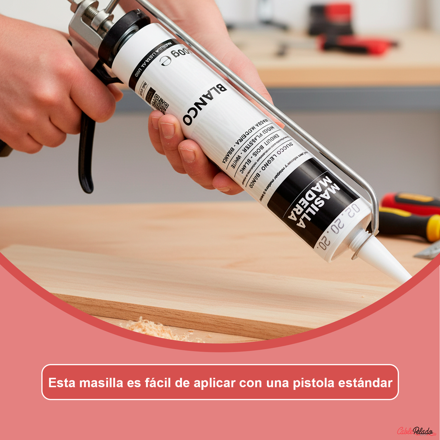 Masilla Madera Blanca Para Pistola 400 Gramos  Blanco