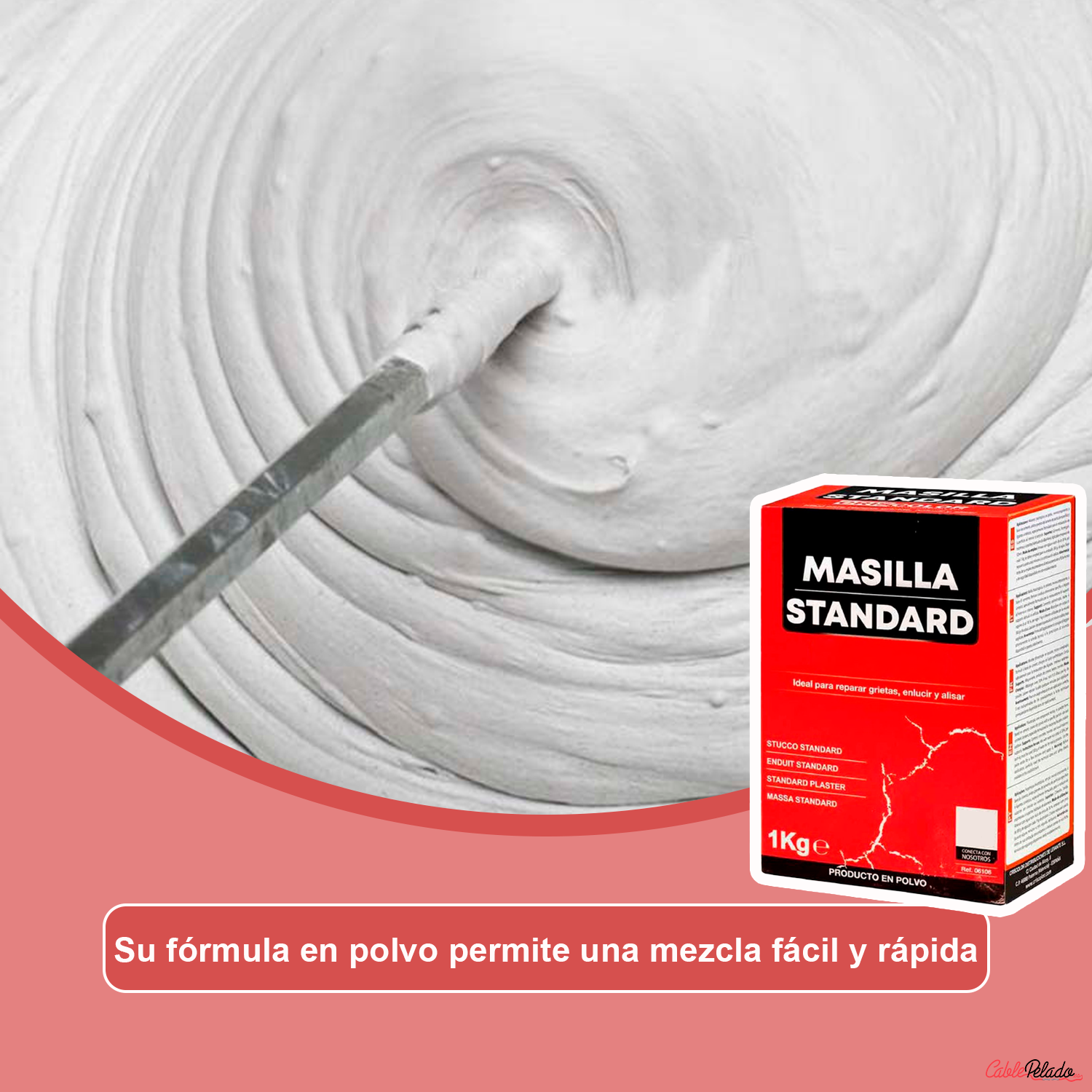 Masilla Standard De Pared En Polvo Color Blanco 1 Kg