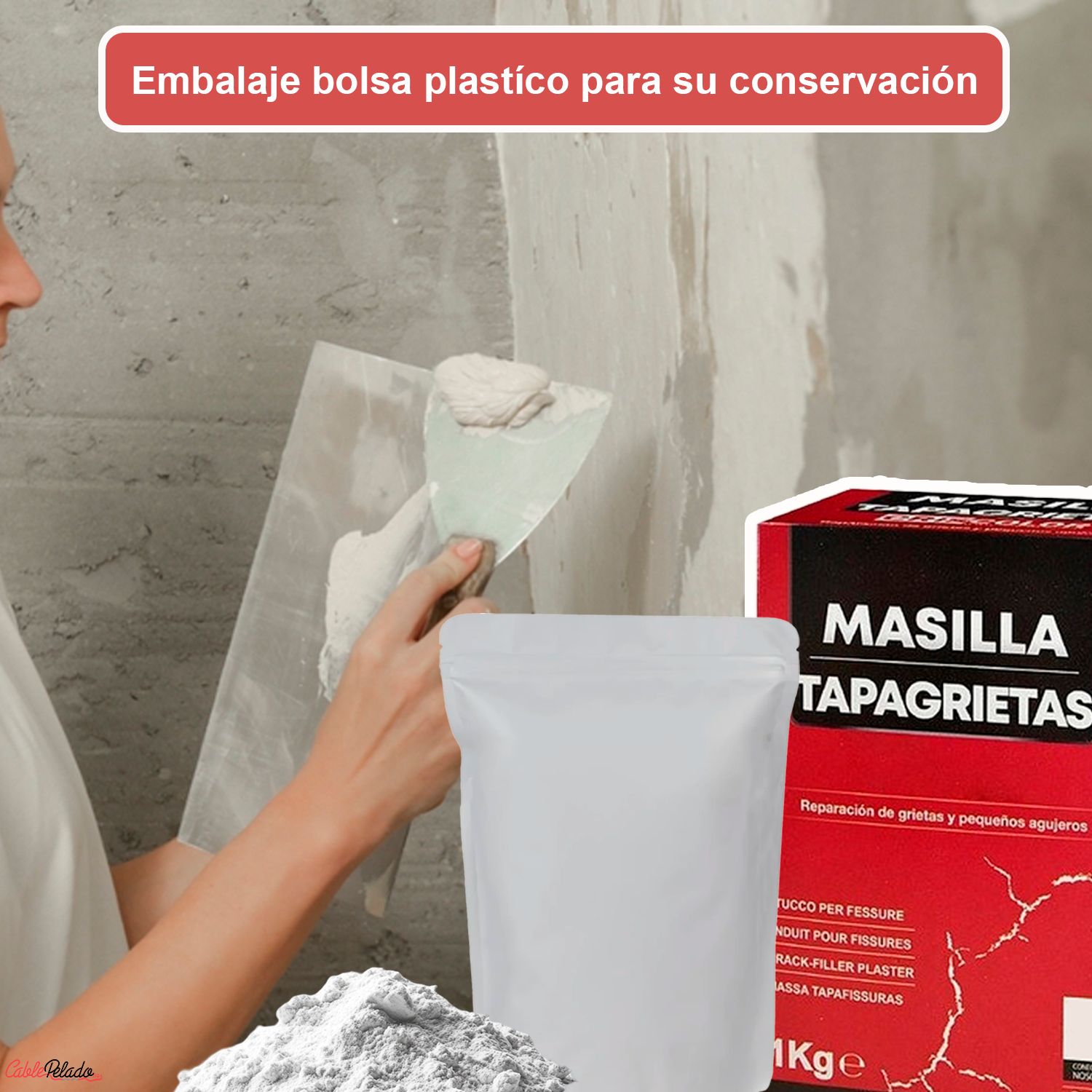 Masilla Standard De Pared En Polvo Color Blanco 1 Kg