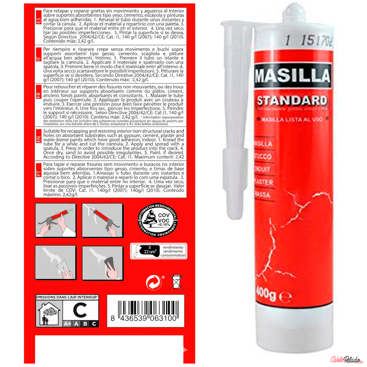 Masilla Standard Para Pistola 400 Gramos  Blanco