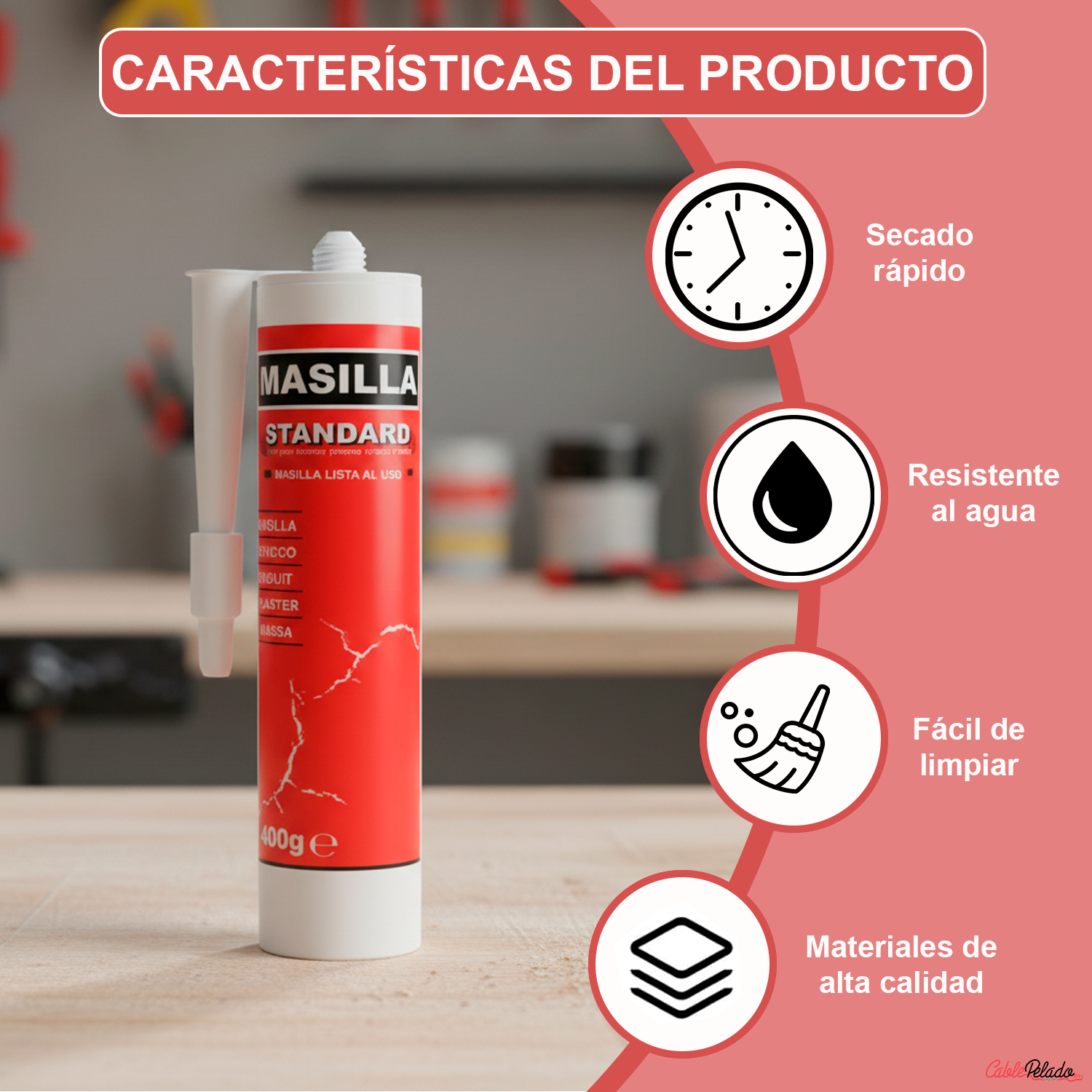 Masilla Standard Para Pistola 400 Gramos  Blanco