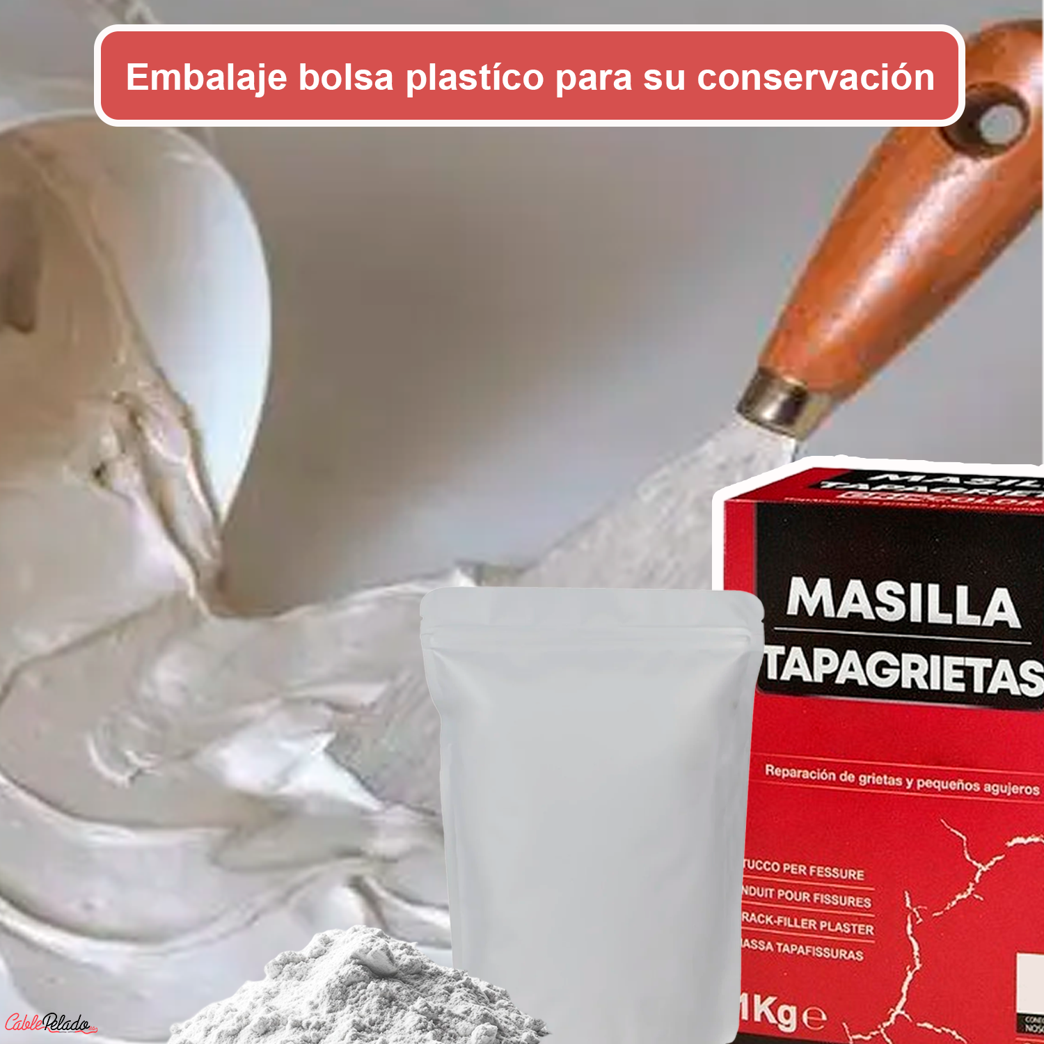 Masilla Tapagrietas En Polvo Color Blanco 1 Kg