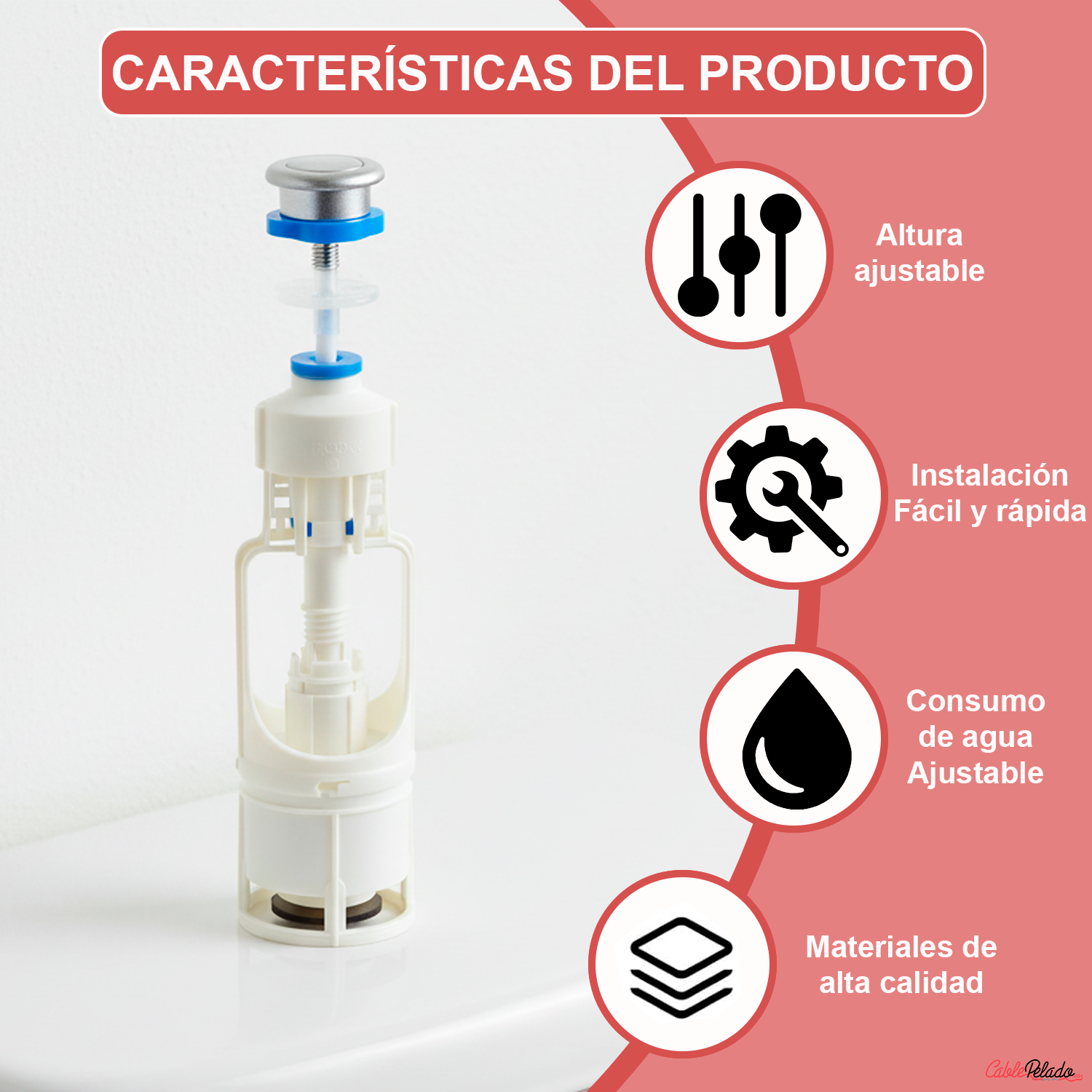 Mecanismo Con Pulsador Descarga Cisterna  Blanco