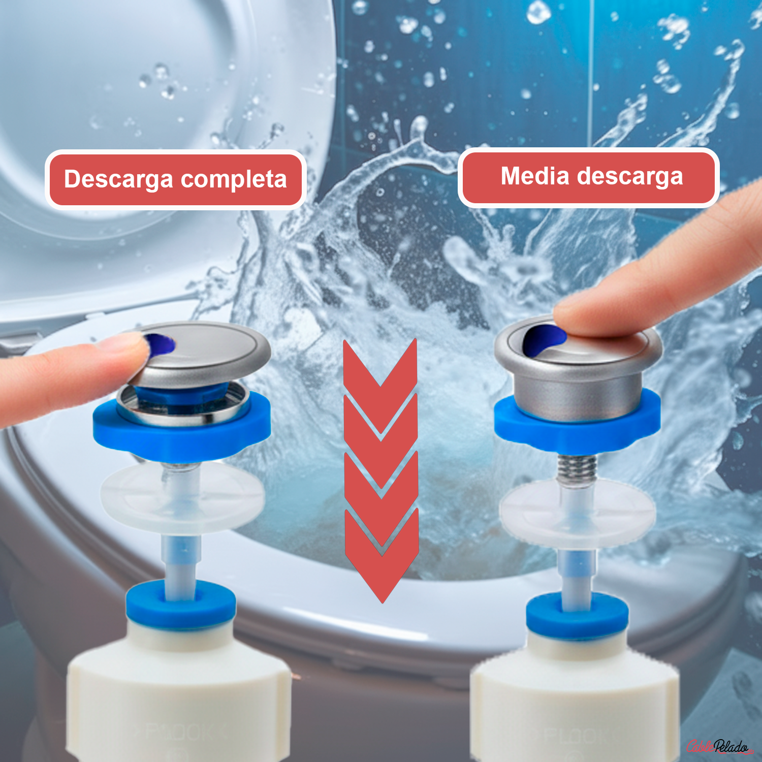 Mecanismo Doble Pulsador Descarga Cisterna  Blanco