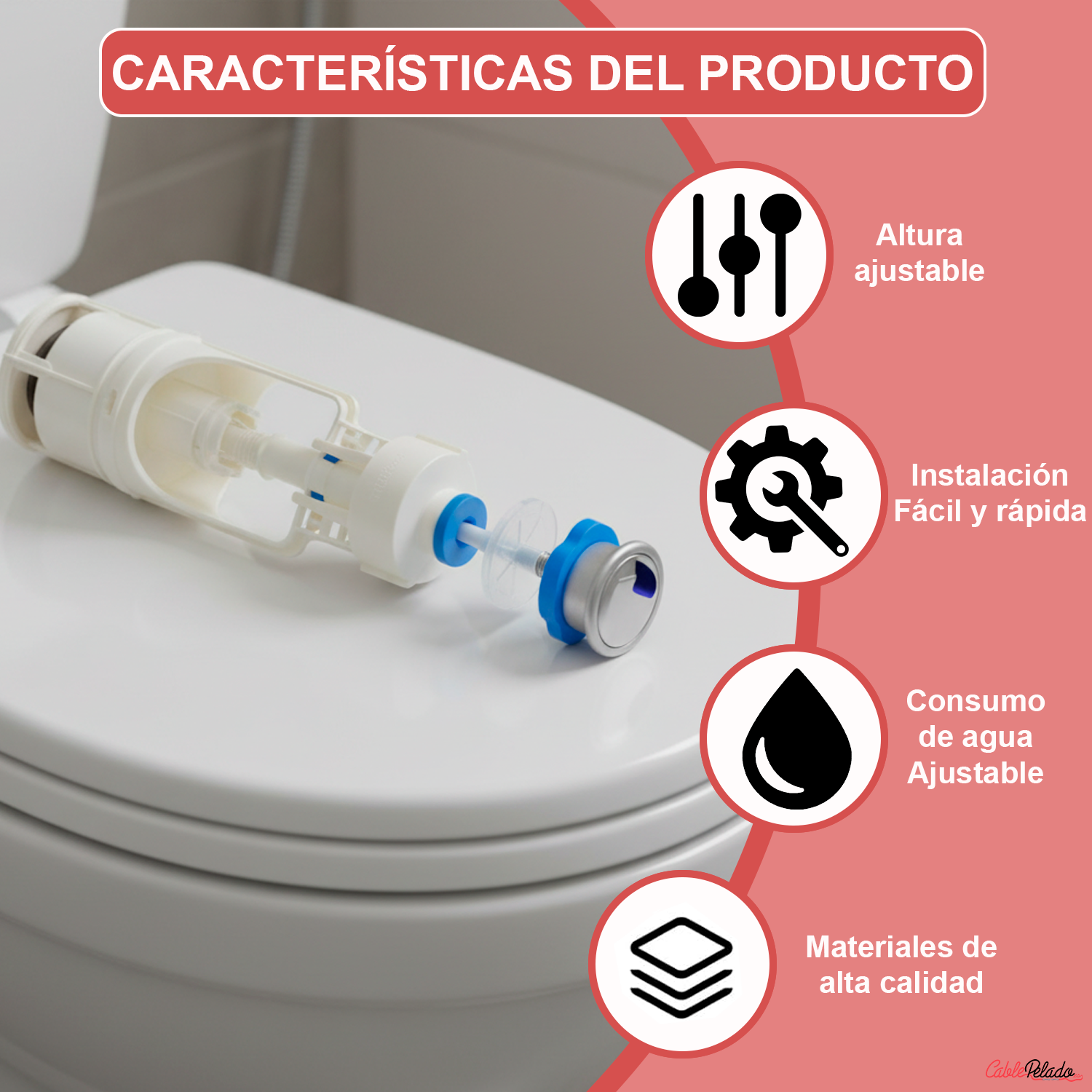 Mecanismo Doble Pulsador Descarga Cisterna  Blanco