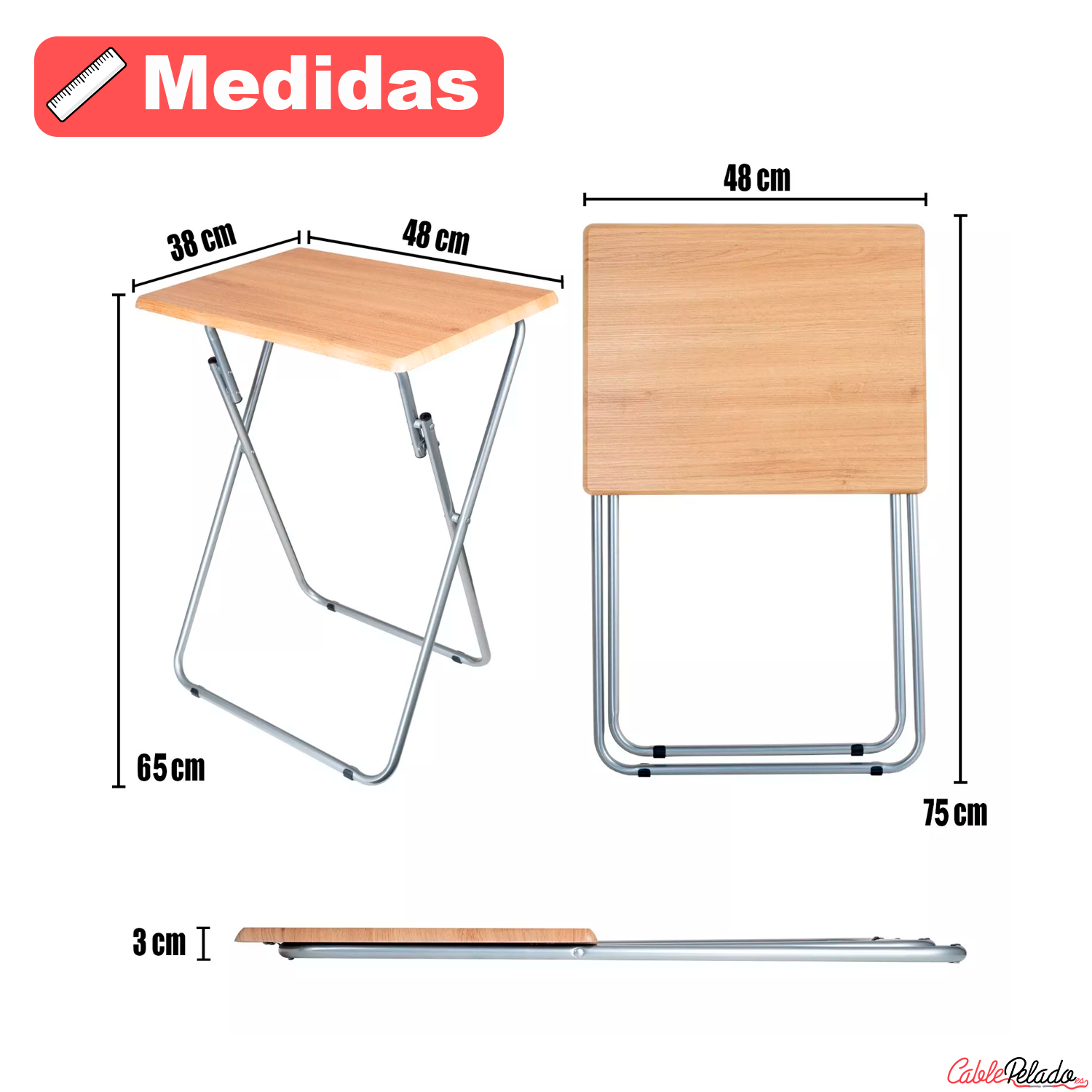 Mesa madera plegable rectangular 48x38x65