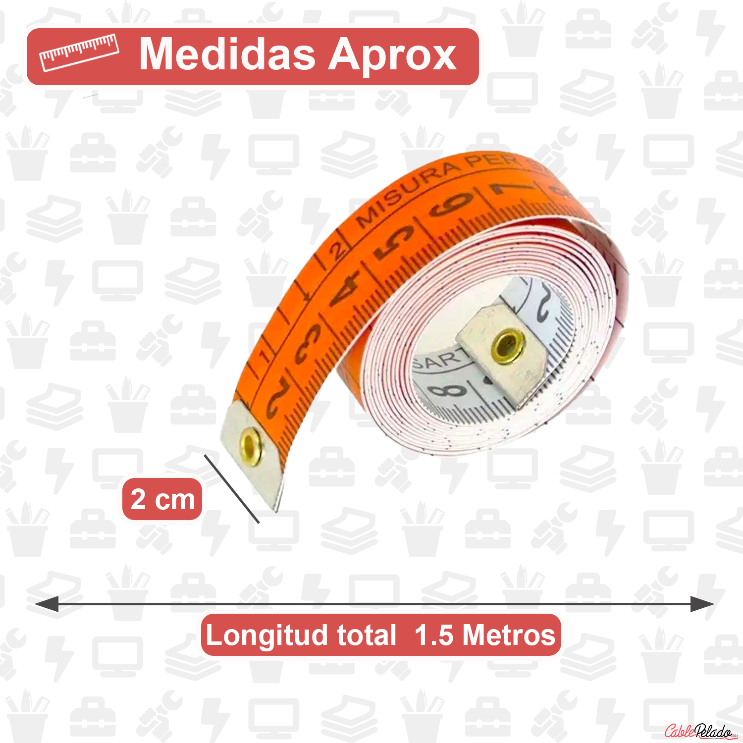 Metro Para Costura Profesional Doble Graduación 1.5 M Naranja