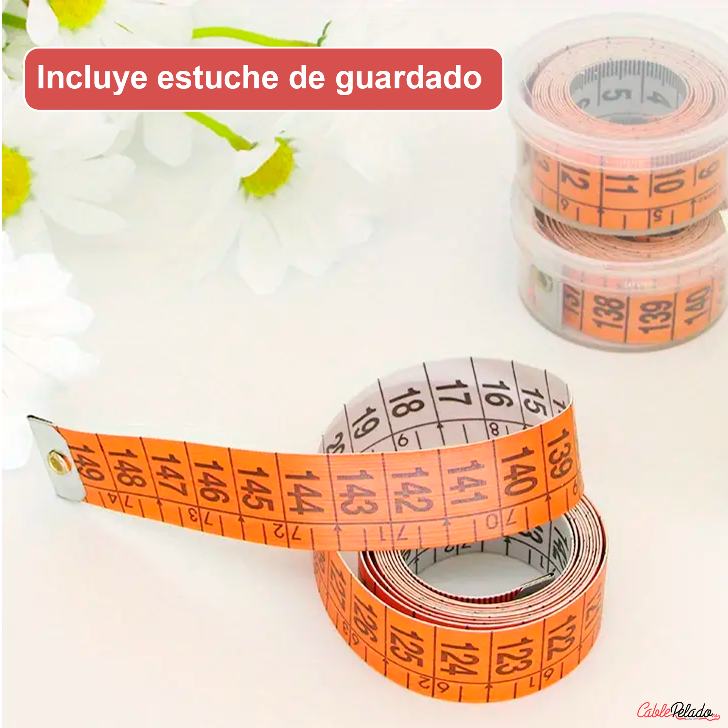 Metro Para Costura Profesional Doble Graduación 1.5 M Naranja